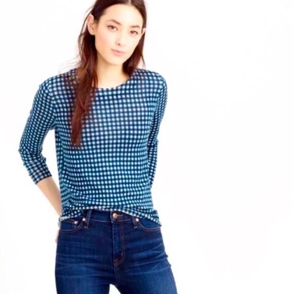 J. Crew Sweaters - J Crew Tippy Merino Wool Gingham Sweater, size L
